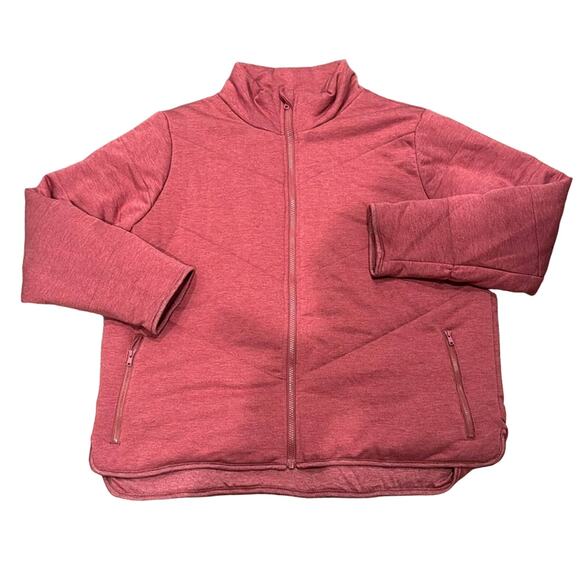 Three Dots Quilted Step Hem Snit Jacket Heather Tibetan Red Size XL - Picture 1 of 9